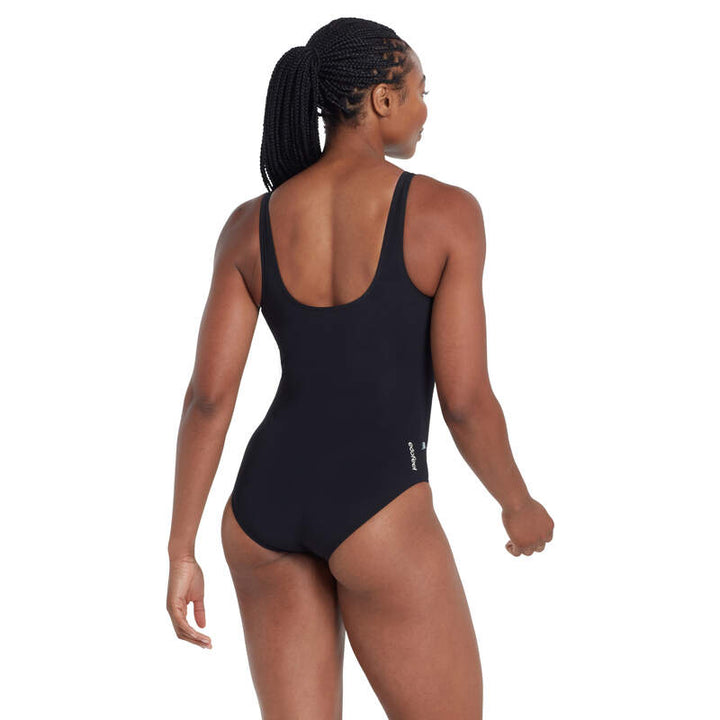 Zoggs Black Silver Lined Scoopback Swimsuit - NEW