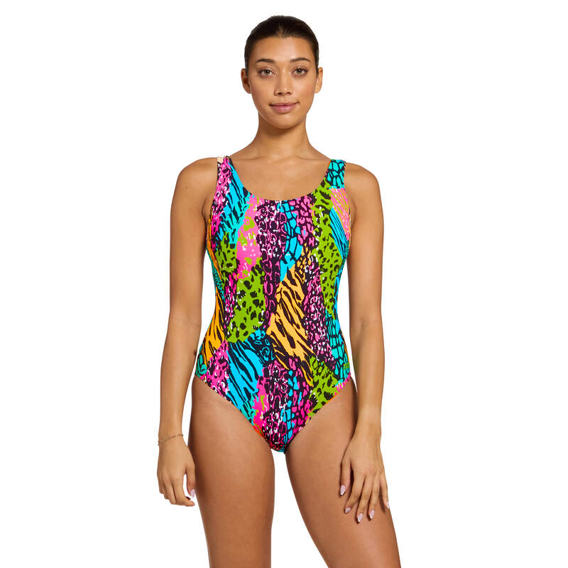 Zoggs Wild Mix Silver Lined Scoopback Swimsuit