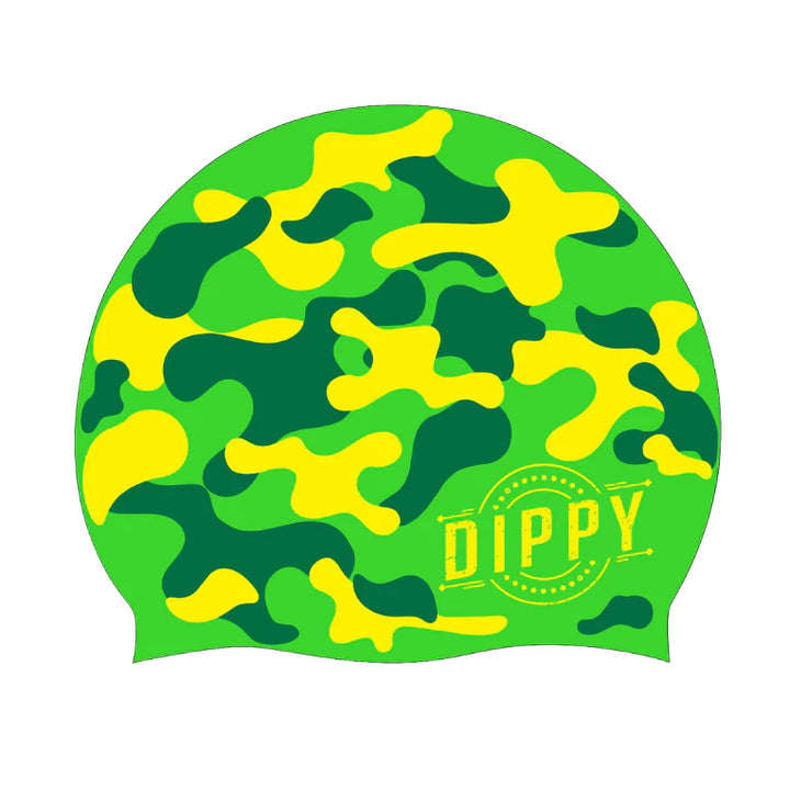 DIPPY Silicone Swim Cap in Green Camo