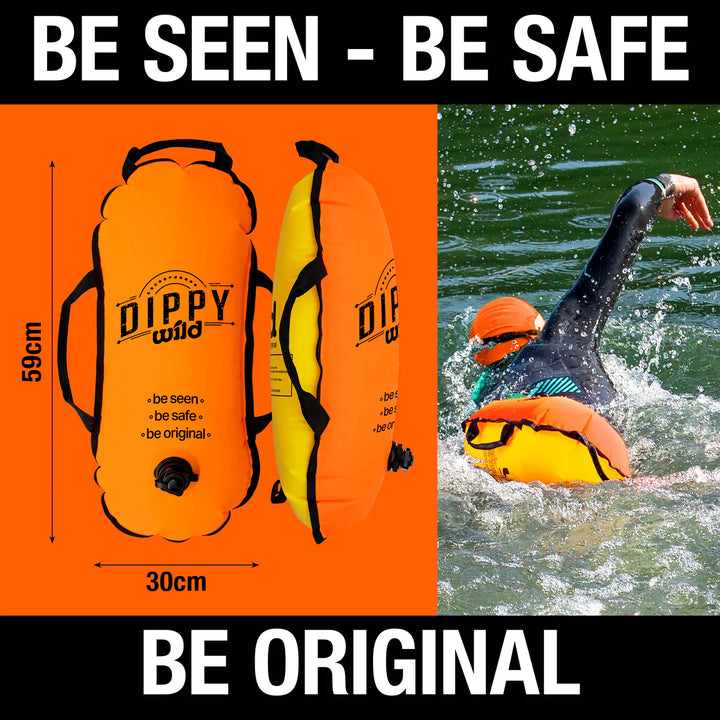 DIPPY Wild Swimming Tow Float in Orange & Yellow