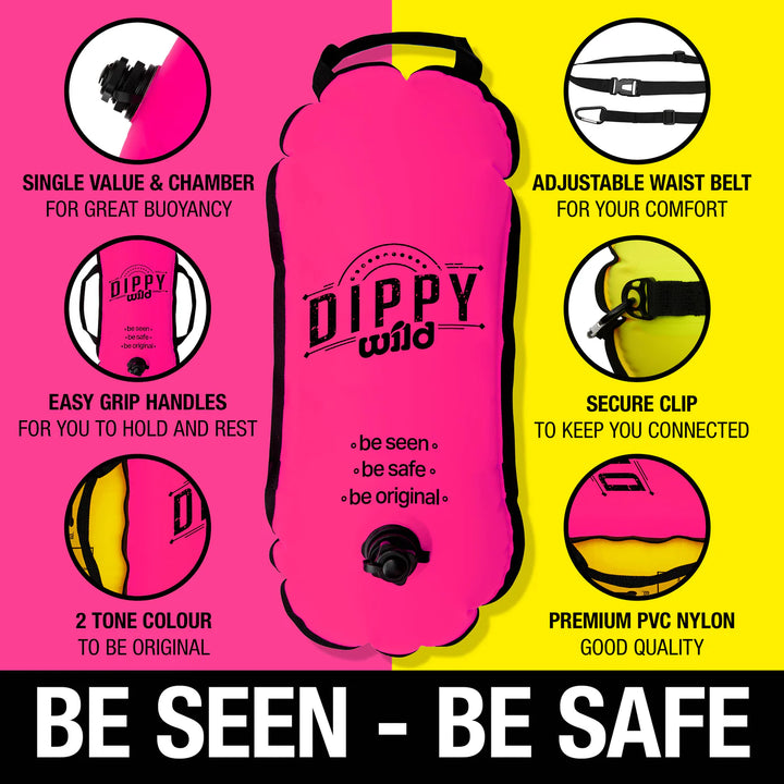 DIPPY Wild Swimming Tow Float in Pink & Yellow
