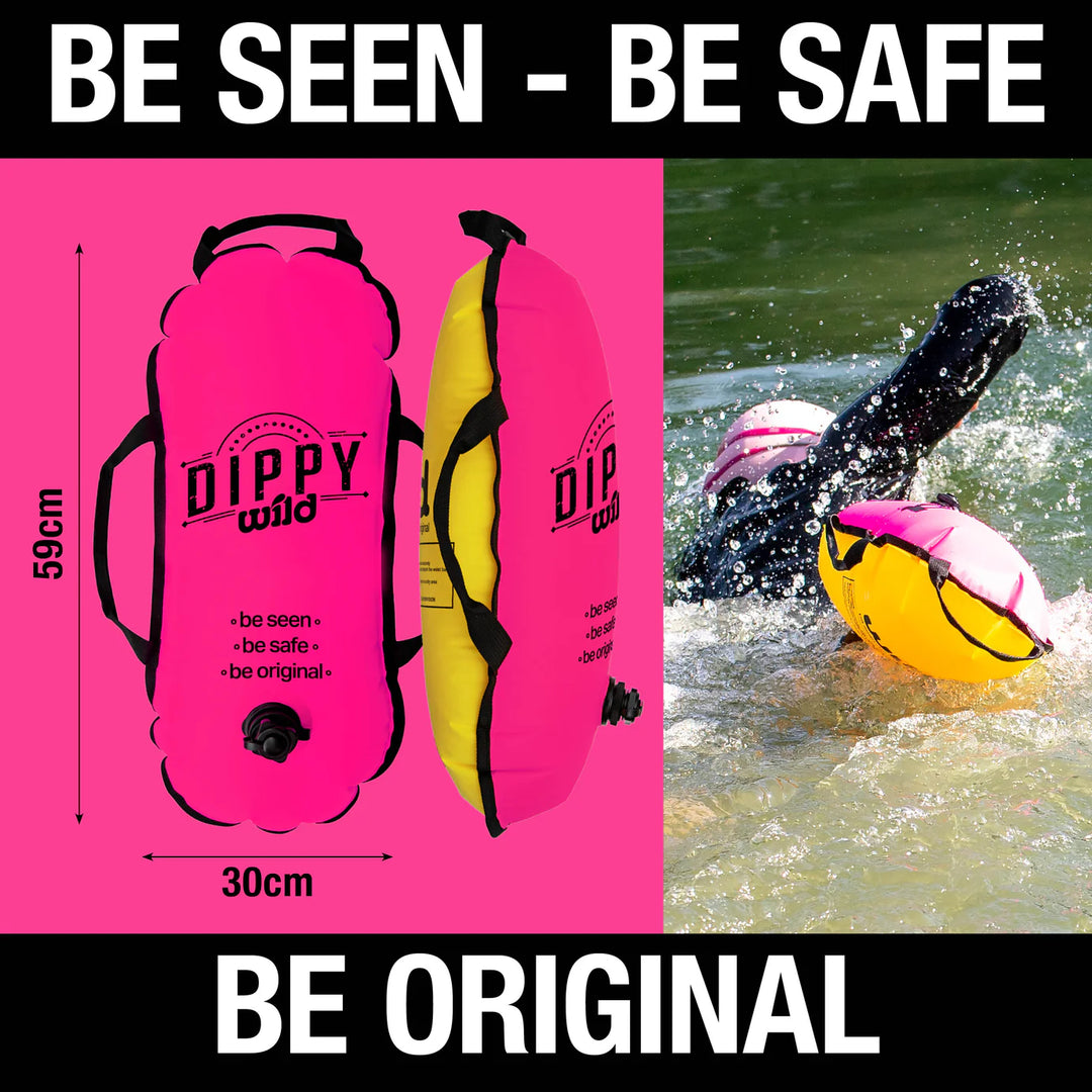 DIPPY Wild Swimming Tow Float in Pink & Yellow