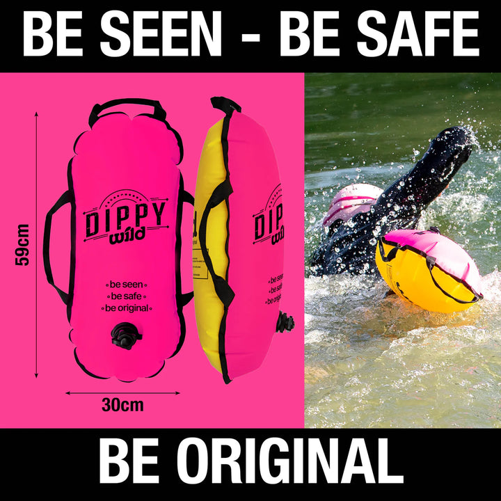 DIPPY Wild Swimming Tow Float in Pink & Yellow