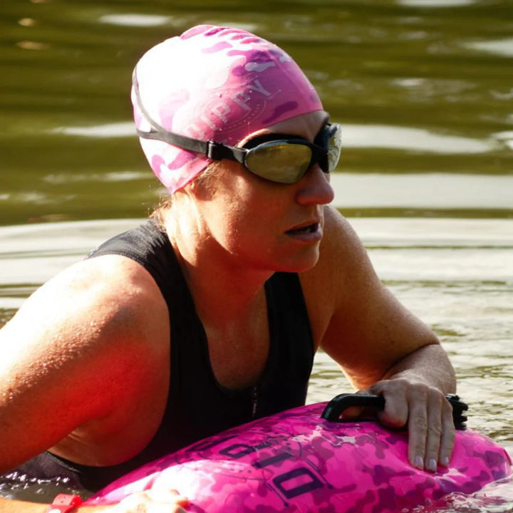 DIPPY Silicone Swim Cap in Pink Camo Print