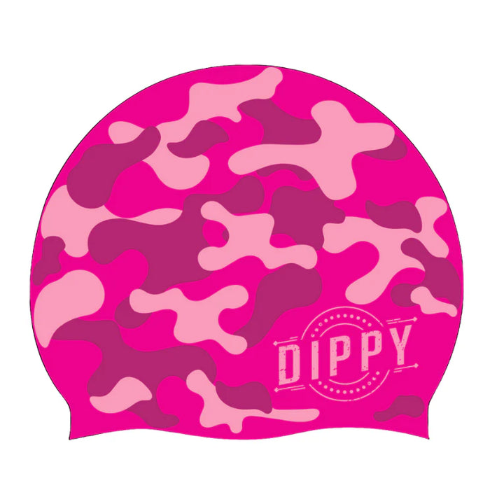 DIPPY Silicone Swim Cap in Pink Camo Print