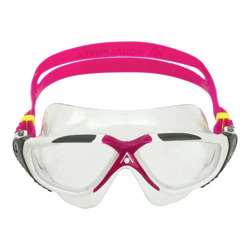 Aquasphere Vista Goggles Clear Lens - White/Rasberry - Tri Wetsuit Hire