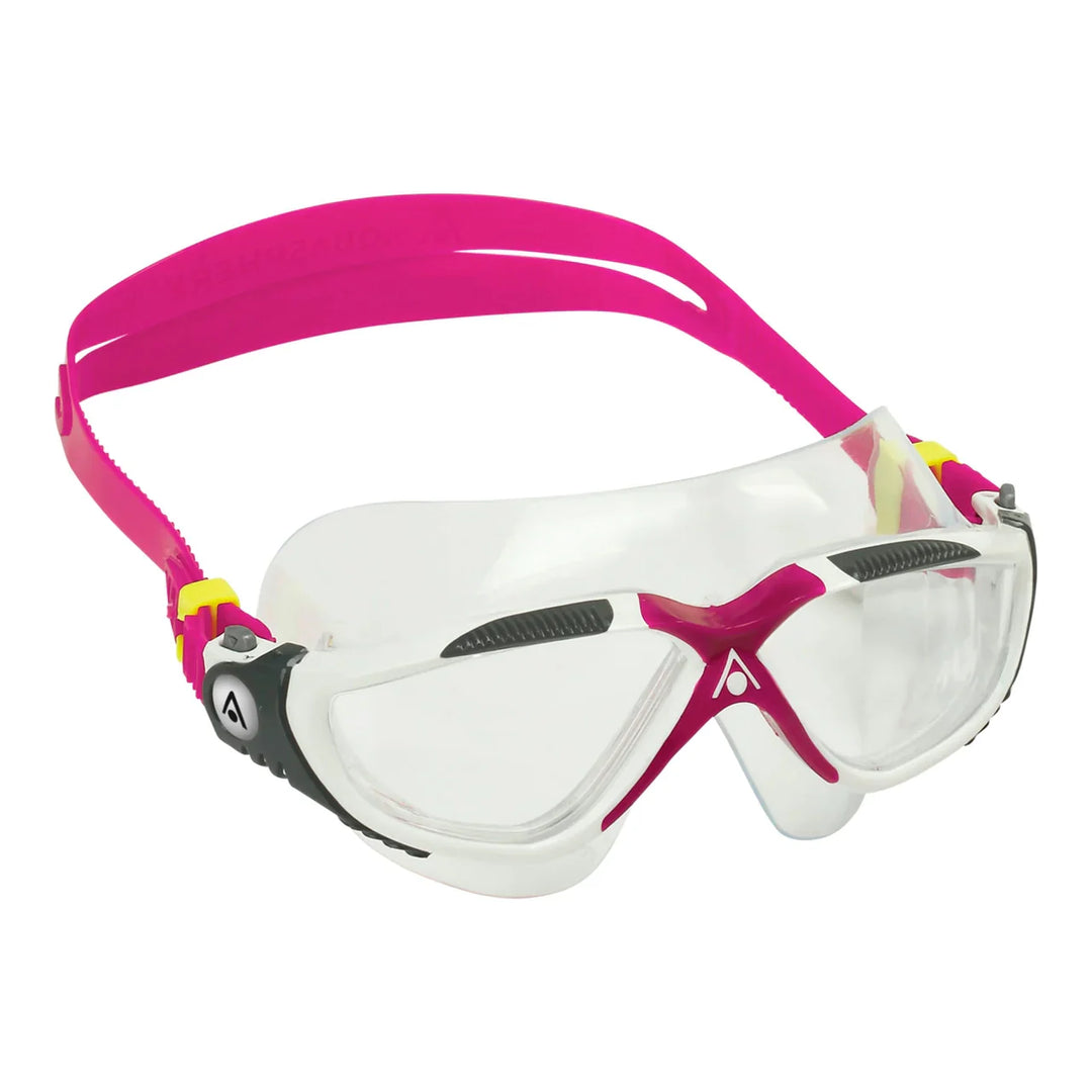 Aquasphere Vista Goggles Clear Lens - White/Rasberry - Tri Wetsuit Hire