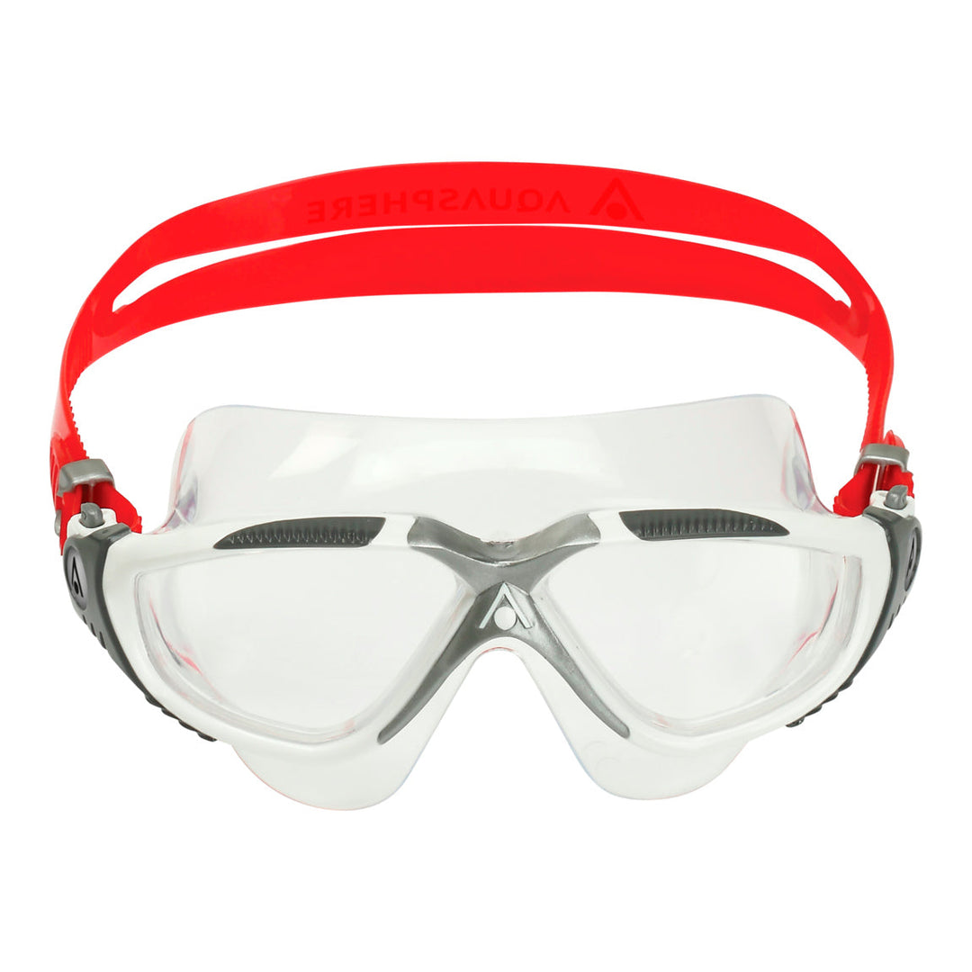 Aquasphere Vista Swim Mask -  Clear Lens - Silver/Red