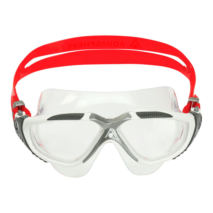 Aquasphere Vista Swim Mask -  Clear Lens - Silver/Red