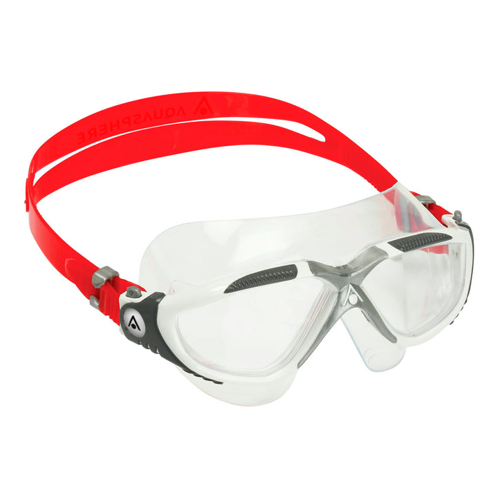 Aquasphere Vista Swim Mask -  Clear Lens - Silver/Red