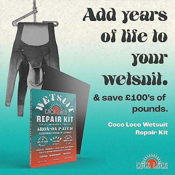 Coco Loco Wetsuit Repair Kit, Easy Iron On Patch For All Neoprene Wetsuits & Drysuit Kit (10x30cm)