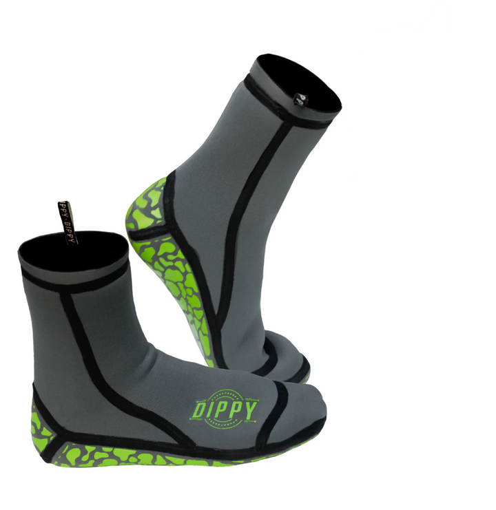 DIPPY Neoprene 3MM Swim Socks - Grey/Green